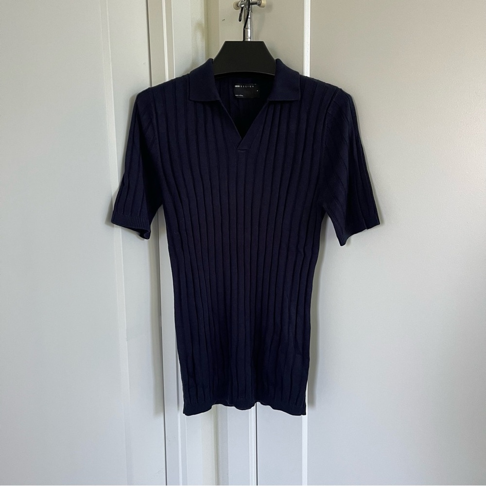 ASOS Men’s Navy Ribbed Polo Shirt